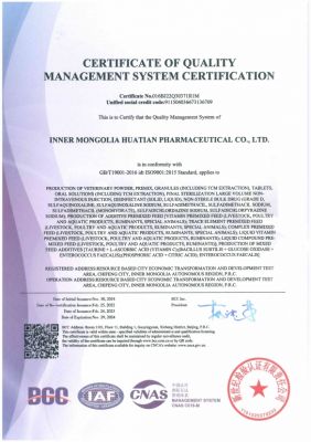 Certificate of Quality Management System Certification